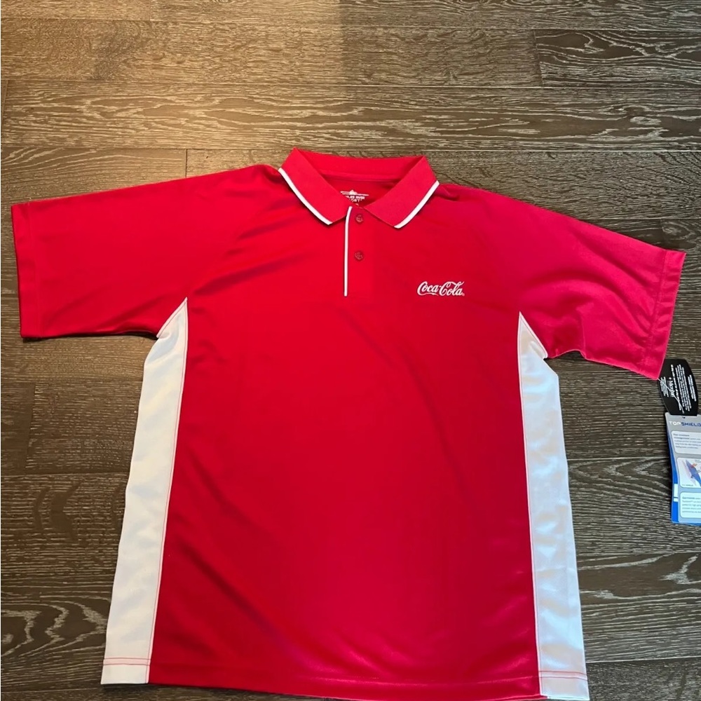 Coca Cola red men's large XL Charles River polo shirt NWT Collectible